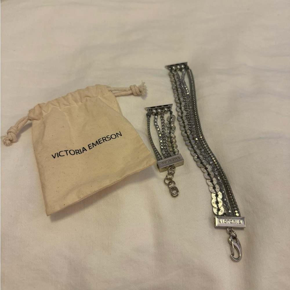 Victoria Emerson Silver Layered Chain Bracelet Set for Apple iwatch